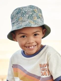 Bob Réversible Imprimé Garçon Vert - Vertbaudet -Magasin De Vêtements Pour Bé Soldes bob reversible imprime garcon 4