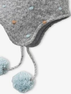 Bonnet Esprit Péruvien Fille Avec Pois En Relief Gris Chiné - Vertbaudet -Magasin De Vêtements Pour Bé Soldes bonnet esprit peruvien fille avec pois en relief 2