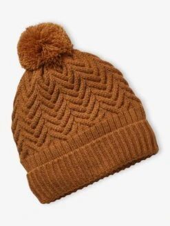 Bonnet Garçon En Maille Torsadée Camel - Vertbaudet