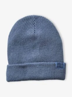 Bonnet Garçon Uni En Maille Côtelée Bleu - Vertbaudet