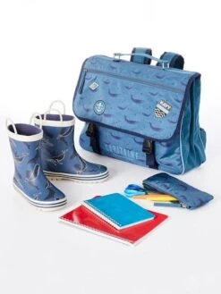 Cartable "capitaine" Et Sa Trousse Assortie Bleu Ardoise Foncé Imprimé - Vertbaudet -Magasin De Vêtements Pour Bé Soldes cartable capitaine et sa trousse assortie 2