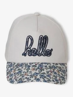 Casquette Fille Imprimée "hello" écru - Vertbaudet -Magasin De Vêtements Pour Bé Soldes casquette fille imprimee hello 3