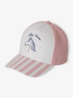 Casquette Fille Licorne Visière Rayée Rayé Rose - Vertbaudet