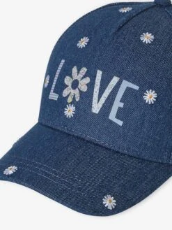 Casquette Fille "love" En Denim Brodé Bleu Jean - Vertbaudet -Magasin De Vêtements Pour Bé Soldes casquette fille love en denim brode 2