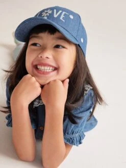 Casquette Fille "love" En Denim Brodé Bleu Jean - Vertbaudet -Magasin De Vêtements Pour Bé Soldes casquette fille love en denim brode 5