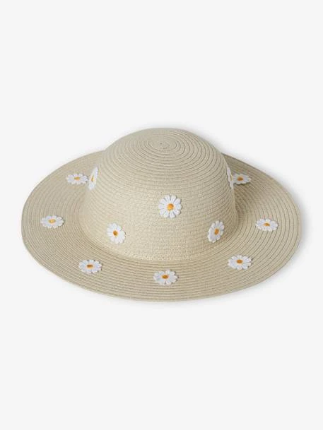 Chapeau Aspect Paille Avec Marguerites Fille Sable - Vertbaudet 1 Chapeau Aspect Paille Avec Marguerites Fille Sable - Vertbaudet