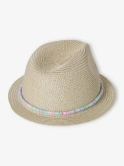 Chapeau Aspect Paille Avec Perles Fille Sable - Vertbaudet -Magasin De Vêtements Pour Bé Soldes chapeau aspect paille avec perles fille 3