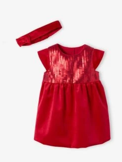 Coffret De Noël Bébé Robe à Sequins Et Bandeau Assorti Rouge - Vertbaudet -Magasin De Vêtements Pour Bé Soldes coffret de noel bebe robe a sequins et bandeau assorti 5