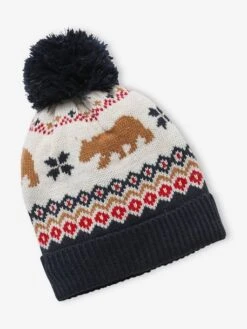 Coffret Noël Garçon Bonnet + Snood + Gants Ours Bleu Nuit - Vertbaudet -Magasin De Vêtements Pour Bé Soldes coffret noel garcon bonnet snood gants ours 3