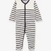 Dors-bien Bébé Rayé En Velours PETIT BATEAU Blanc Rayé Marine - Petit Bateau