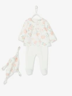 Dors-bien Effet 2 En 1 En Velours Et Gaze De Coton Bébé Et Son Doudou Assorti Ivoire - Vertbaudet -Magasin De Vêtements Pour Bé Soldes dors bien effet 2 en 1 en velours et gaze de coton bebe et son doudou assorti 2