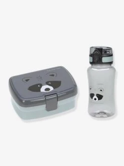 Ensemble Boîte à Goûter + Gourde LÄSSIG About Friends Gris Foncé/raton Laveur - Lassig