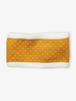 Ensemble Bonnet + Snood + Gants Maille Jacquard Dorée Jaune Imprimé - Vertbaudet -Magasin De Vêtements Pour Bé Soldes ensemble bonnet snood gants maille jacquard doree 3
