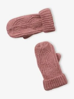 Ensemble Bonnet + Snood + Moufles En Maille Torsadée Mousseuse Rose - Vertbaudet -Magasin De Vêtements Pour Bé Soldes ensemble bonnet snood moufles en maille torsadee mousseuse 5