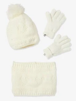 Ensemble Cœurs Fille Bonnet + Snood + Gants écru - Vertbaudet -Magasin De Vêtements Pour Bé Soldes ensemble coeurs fille bonnet snood gants 5