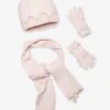 Ensemble Fille Bonnet + écharpe + Gants Rose - Vertbaudet