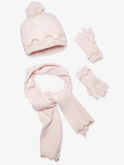 Ensemble Fille Bonnet + écharpe + Gants Rose - Vertbaudet