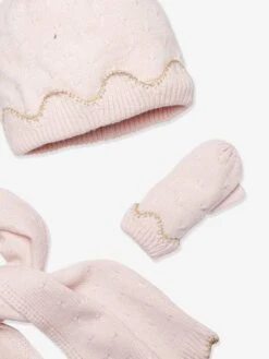 Ensemble Fille Bonnet + écharpe + Gants Rose - Vertbaudet -Magasin De Vêtements Pour Bé Soldes ensemble fille bonnet echarpe gants 3