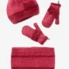 Ensemble Fille Bonnet + Foulard + Gants Framboise - Vertbaudet