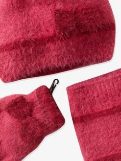 Ensemble Fille Bonnet + Foulard + Gants Framboise - Vertbaudet -Magasin De Vêtements Pour Bé Soldes ensemble fille bonnet foulard gants 2