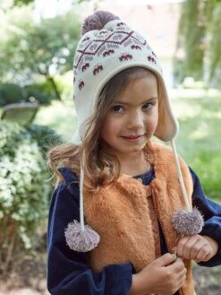 Ensemble Fille Bonnet + Snood + Gants Jacquard écru - Vertbaudet
