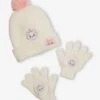 Ensemble Fille Disney® Marie Les Aristochats Bonnet + Gants Beige Chiné Et Rose - Disney