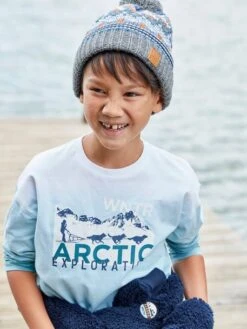 Ensemble Garçon Bonnet + Snood + Gants Bleu Chiné - Vertbaudet