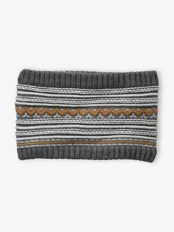 Ensemble Garçon Bonnet + Snood + Gants En Maille Jacquard Gris - Vertbaudet -Magasin De Vêtements Pour Bé Soldes ensemble garcon bonnet snood gants en maille jacquard 4