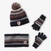 Ensemble Garçon Bonnet + Snood + Gants Rayés Marine - Vertbaudet