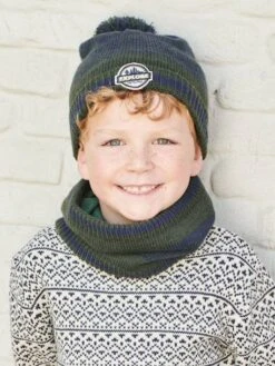 Ensemble Garçon Bonnet + Snood + Moufles/mitaines Vert - Vertbaudet