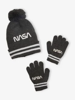 Ensemble Garçon NASA® Bonnet + Gants Gris Anthracite - Nasa