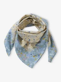 Foulard Personnalisable Imprimé Fleuri Fille Bleu Ciel - Vertbaudet
