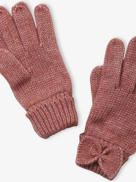 Gants Fille En Maille Avec Noeuds Bois De Rose - Vertbaudet 2 Gants Fille En Maille Avec Noeuds Bois De Rose - Vertbaudet – Image 2