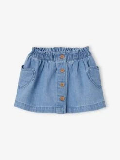 Jupe En Denim Léger Bébé Double Stone - Vertbaudet