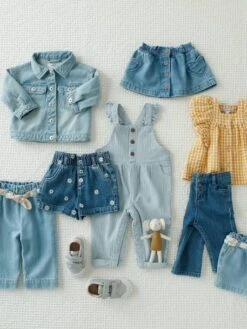 Jupe En Denim Léger Bébé Double Stone - Vertbaudet -Magasin De Vêtements Pour Bé Soldes jupe en denim leger bebe 3