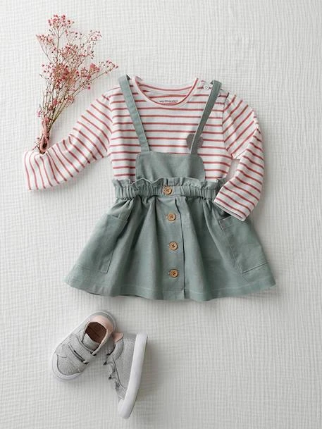 Jupe-tablier En Toile Bébé Vert Céladon - Vertbaudet 5 Jupe-tablier En Toile Bébé Vert Céladon - Vertbaudet – Image 5