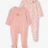 Lot De 2 Dors-bien Bébé Fille Ouverture Dos En Coton Lot Rose Poudré - Vertbaudet