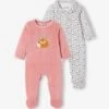 Lot De 2 Dors-bien Bébé Fille "renard" En Velours Lot Bois De Rose - Vertbaudet