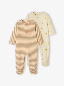 Lot De 2 Dors-bien Bébé Garçon Interlock écru - Vertbaudet