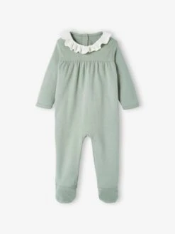 Lot De 2 Dors-bien Interlock Bébé Fille Col En Gaze De Coton Vert Sauge - Vertbaudet -Magasin De Vêtements Pour Bé Soldes lot de 2 dors bien interlock bebe fille col en gaze de coton 2