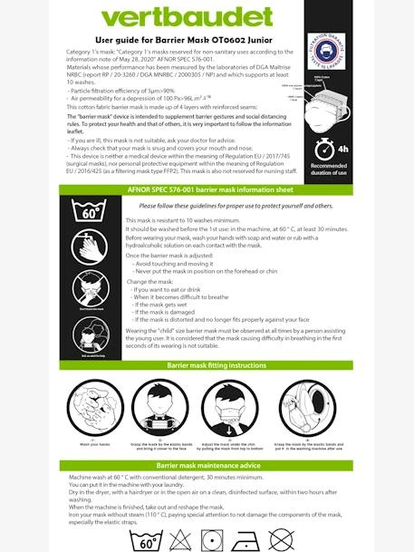 Lot De 2 Masques Lavables Imprimés Catégorie 1 Garçon Ivoire Imprimé - Vertbaudet 4 Lot De 2 Masques Lavables Imprimés Catégorie 1 Garçon Ivoire Imprimé - Vertbaudet – Image 4