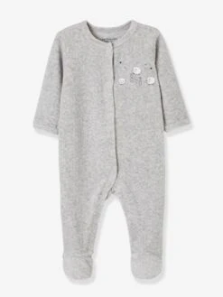 Lot De 2 Pyjamas Bébé En Velours Ouverture Naissance Nuage Lot Ivoire - Vertbaudet -Magasin De Vêtements Pour Bé Soldes lot de 2 pyjamas bebe en velours ouverture naissance nuage 2