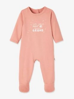Lot De 2 Pyjamas Bébé Ouverture Naissance En Coton Bio Bois De Rose Foncé - Vertbaudet -Magasin De Vêtements Pour Bé Soldes lot de 2 pyjamas bebe ouverture naissance en coton bio 1