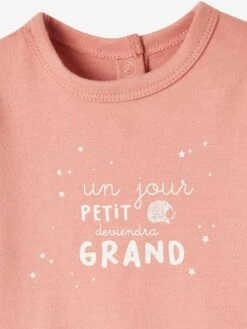 Lot De 2 Pyjamas Bébé Ouverture Naissance En Coton Bio Bois De Rose Foncé - Vertbaudet -Magasin De Vêtements Pour Bé Soldes lot de 2 pyjamas bebe ouverture naissance en coton bio 4