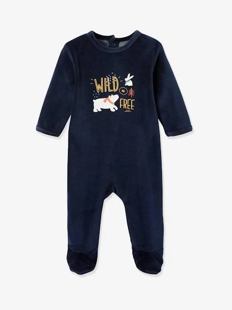 Lot De 2 Pyjamas Bébé en Velours Lot Encre - Vertbaudet 2 Lot De 2 Pyjamas Bébé en Velours Lot Encre - Vertbaudet – Image 2