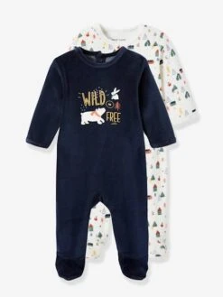Lot De 2 Pyjamas Bébé en Velours Lot Encre - Vertbaudet
