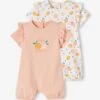 Lot De 2 Pyjamas Combishort Bébé Fille Ouverture Dos Lot Rose Pâle - Vertbaudet