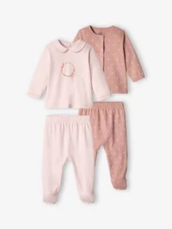 Lot De 2 Pyjamas En Jersey Bébé Fille Lilas Poudré - Vertbaudet