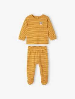 Lot De 2 Pyjamas En Jersey Bébé Garçon Moutarde - Vertbaudet -Magasin De Vêtements Pour Bé Soldes lot de 2 pyjamas en jersey bebe garcon 2