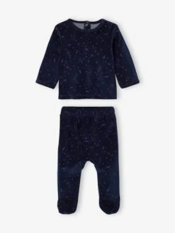 Lot De 2 Pyjamas En Velours Bébé Garçon Motifs Planètes Phosphorescents Lot Encre - Vertbaudet -Magasin De Vêtements Pour Bé Soldes lot de 2 pyjamas en velours bebe garcon motifs planetes phosphorescents 2